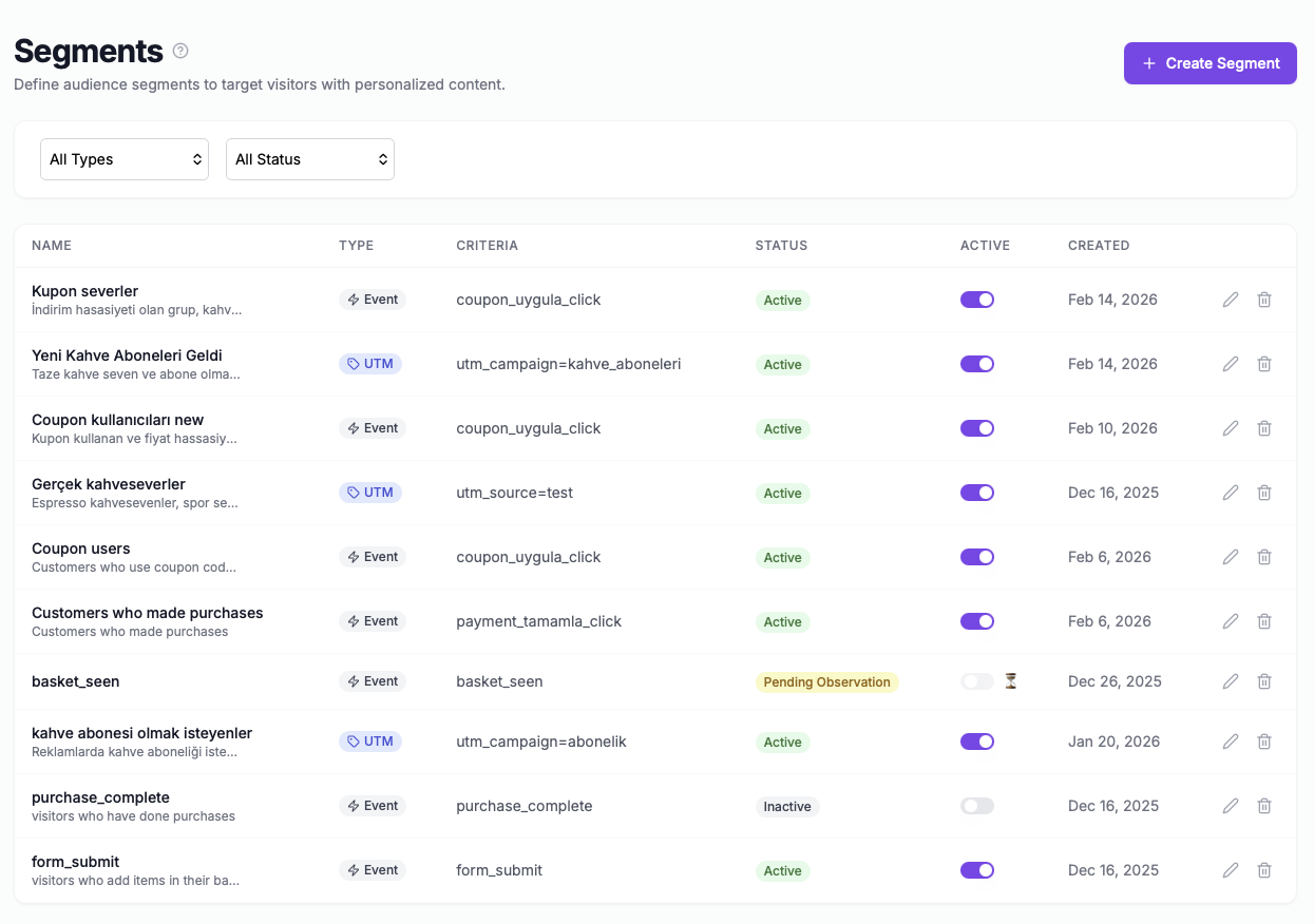 Segment builder with visual rules engine